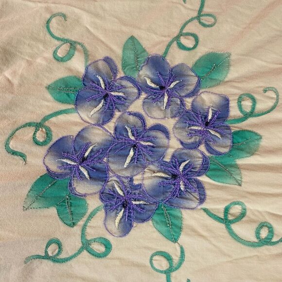 Floral Embroidered Duvet Cover patchwork 70s